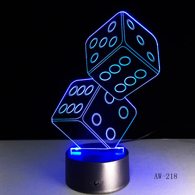 3D LED USB Lamp Magician Decoration TEXAS Hold EM Dice Spades Playing Card 7 Colors Changing RC Night Light Dropship Aw-218
