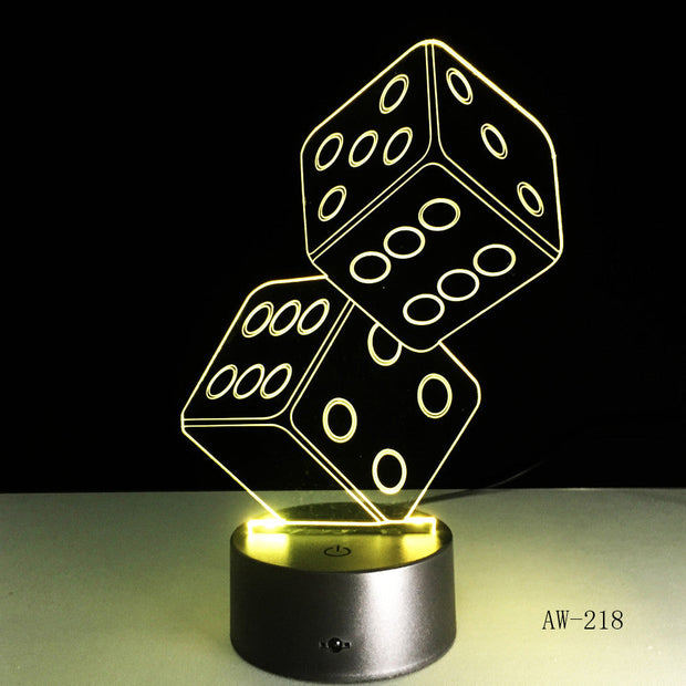 3D LED USB Lamp Magician Decoration TEXAS Hold EM Dice Spades Playing Card 7 Colors Changing RC Night Light Dropship Aw-218