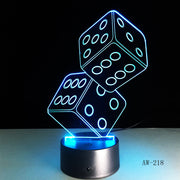 3D LED USB Lamp Magician Decoration TEXAS Hold EM Dice Spades Playing Card 7 Colors Changing RC Night Light Dropship Aw-218