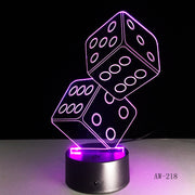 3D LED USB Lamp Magician Decoration TEXAS Hold EM Dice Spades Playing Card 7 Colors Changing RC Night Light Dropship Aw-218