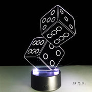 3D LED USB Lamp Magician Decoration TEXAS Hold EM Dice Spades Playing Card 7 Colors Changing RC Night Light Dropship Aw-218