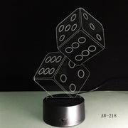 3D LED USB Lamp Magician Decoration TEXAS Hold EM Dice Spades Playing Card 7 Colors Changing RC Night Light Dropship Aw-218