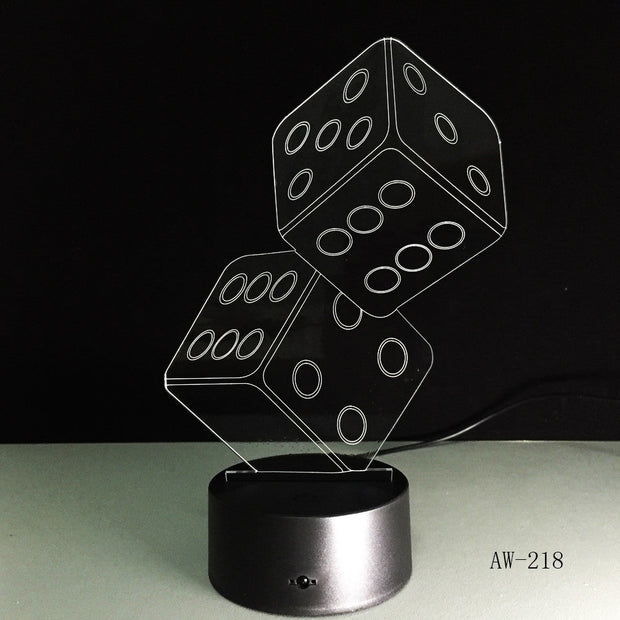 3D LED USB Lamp Magician Decoration TEXAS Hold EM Dice Spades Playing Card 7 Colors Changing RC Night Light Dropship Aw-218