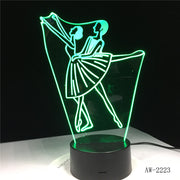 3D Illusion Lamp Ballet Girl LED USB 3D Night Lights 7 Colors Flashing Novelty LED Table Lamp Kids Bedside Decorations AW-2223