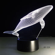 Shark Model 3D LED Lamp Creative Desk Lamp Visual Night Light USB Color-changing Light As Children's Gift Drop Shipping AW-228