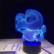Creative Big-eye Fish 3D Night Light Colors 3D luminaria hLED lustre Acrylic Kids Children Gifts Party Decor Light AW-2314