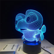Creative Big-eye Fish 3D Night Light Colors 3D luminaria hLED lustre Acrylic Kids Children Gifts Party Decor Light AW-2314