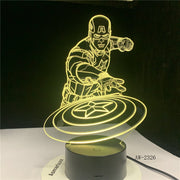 Captain America Shield Figure 3D Multicolors Acrylic table night light LED illusion Touch USB lamp Boy kids toy Gift AW-2326