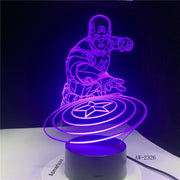 Captain America Shield Figure 3D Multicolors Acrylic table night light LED illusion Touch USB lamp Boy kids toy Gift AW-2326