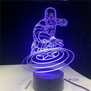 Captain America Shield Figure 3D Multicolors Acrylic table night light LED illusion Touch USB lamp Boy kids toy Gift AW-2326