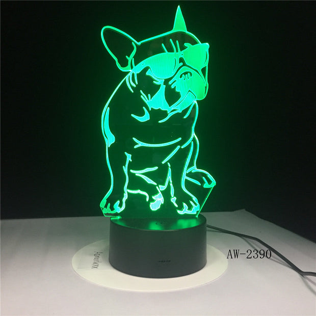 Cute Dog Illusion 3D Led Lamp LED 7 Color Change Touch Led 3D Night Light Kids Lampara Baby Sleeping Party Decor Light AW-2390