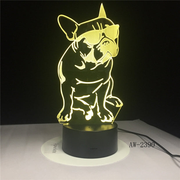 Cute Dog Illusion 3D Led Lamp LED 7 Color Change Touch Led 3D Night Light Kids Lampara Baby Sleeping Party Decor Light AW-2390