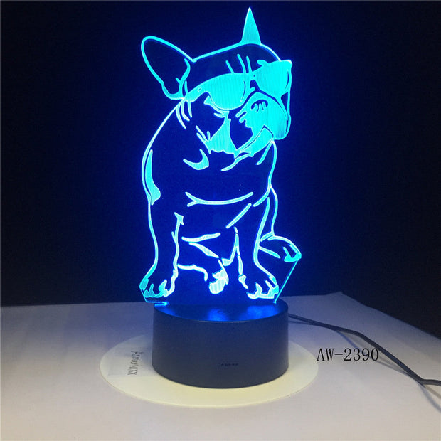 Cute Dog Illusion 3D Led Lamp LED 7 Color Change Touch Led 3D Night Light Kids Lampara Baby Sleeping Party Decor Light AW-2390