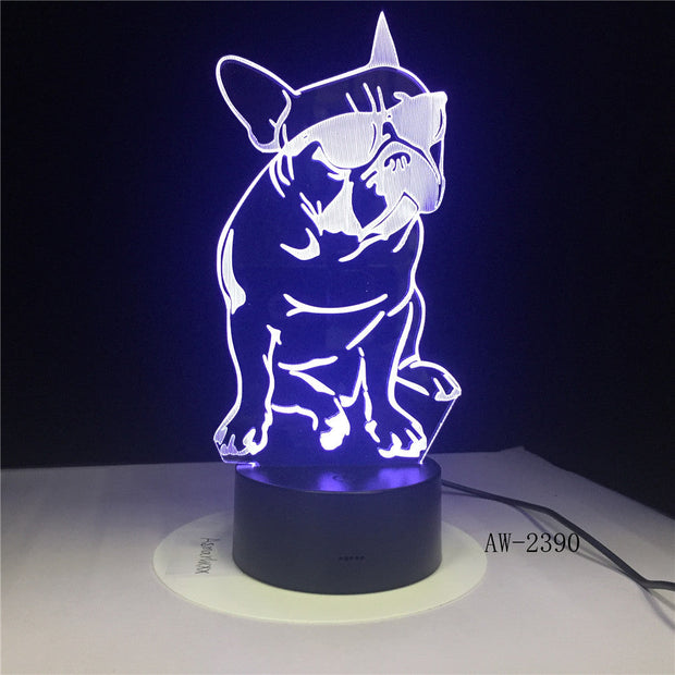 Cute Dog Illusion 3D Led Lamp LED 7 Color Change Touch Led 3D Night Light Kids Lampara Baby Sleeping Party Decor Light AW-2390