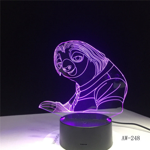 7 Colors Changing 3D Bulbing Light Sloth illusion LED lamp Creative Action Figure Toy Christmas Gift Drop Shipping AW-248