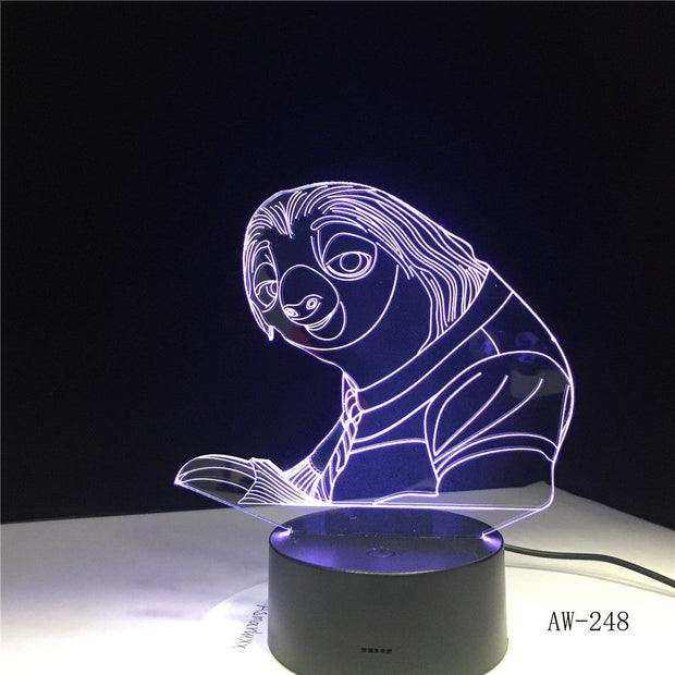 7 Colors Changing 3D Bulbing Light Sloth illusion LED lamp Creative Action Figure Toy Christmas Gift Drop Shipping AW-248