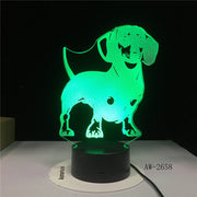 Dog Cute Baby Bedroom Lamps Night Light Cartoon Plastic Sleeping LED Kids 3D Lamp Nightlight with 7 Colors Bedroom Deco AW-2658