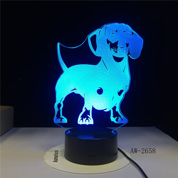 Dog Cute Baby Bedroom Lamps Night Light Cartoon Plastic Sleeping LED Kids 3D Lamp Nightlight with 7 Colors Bedroom Deco AW-2658