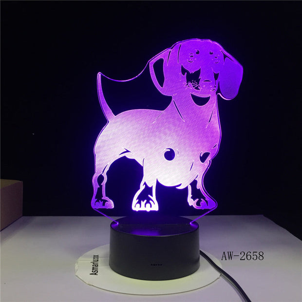 Dog Cute Baby Bedroom Lamps Night Light Cartoon Plastic Sleeping LED Kids 3D Lamp Nightlight with 7 Colors Bedroom Deco AW-2658