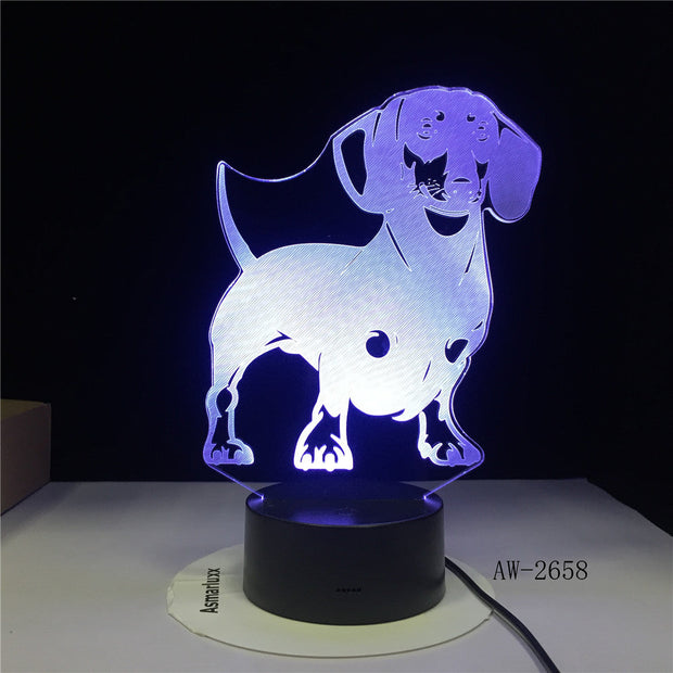 Dog Cute Baby Bedroom Lamps Night Light Cartoon Plastic Sleeping LED Kids 3D Lamp Nightlight with 7 Colors Bedroom Deco AW-2658