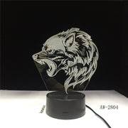 Fierce Wolf 3D Lamp