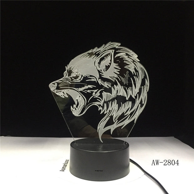 Fierce Wolf 3D Lamp