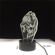 Fierce Wolf 3D Lamp