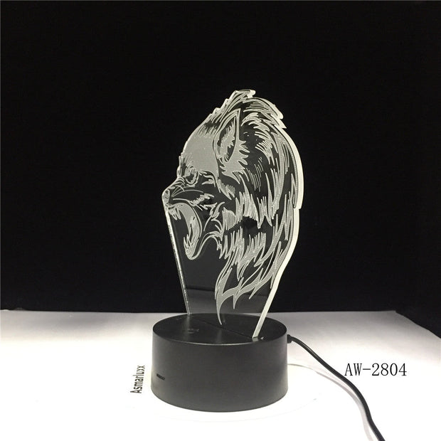 Fierce Wolf 3D Lamp