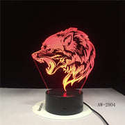 Fierce Wolf 3D Lamp