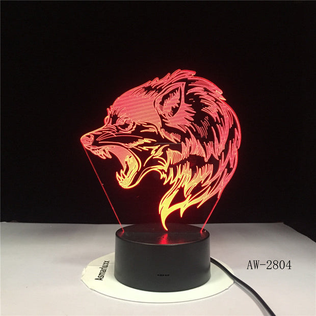 Fierce Wolf 3D Lamp