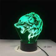 Fierce Wolf 3D Lamp