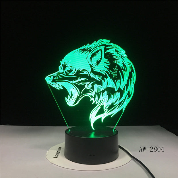 Fierce Wolf 3D Lamp