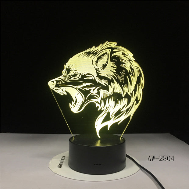 Fierce Wolf 3D Lamp