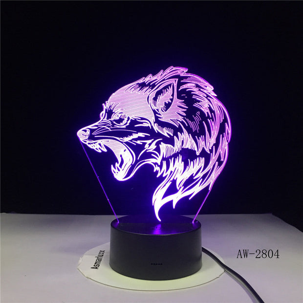 Fierce Wolf 3D Lamp