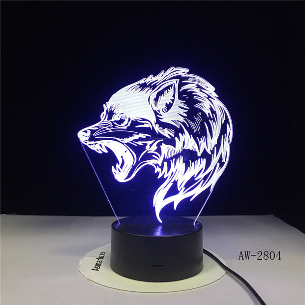 Fierce Wolf 3D Lamp