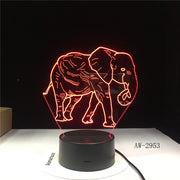 Cute 3D Illusion Elephant Lamp LED Night Lights with 7 Colors Lamp as Home Decoration Cute Gifts for Boys Girls 2953