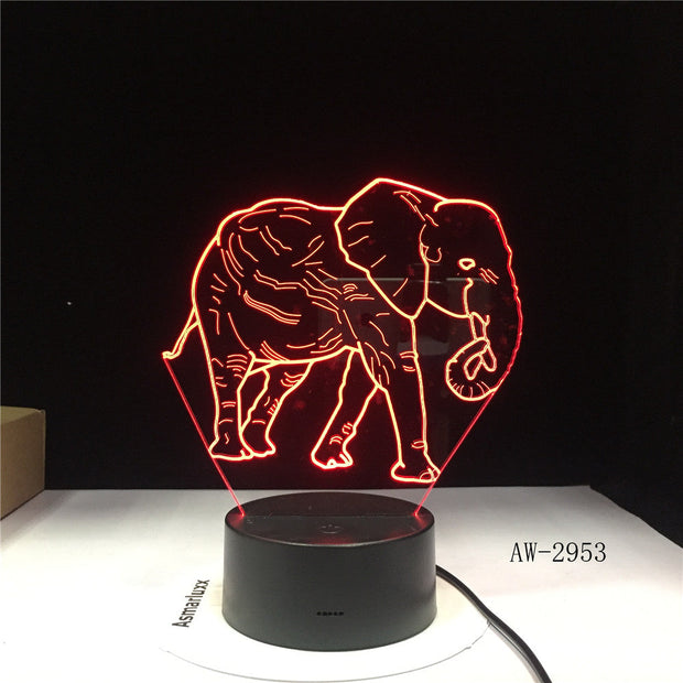 Cute 3D Illusion Elephant Lamp LED Night Lights with 7 Colors Lamp as Home Decoration Cute Gifts for Boys Girls 2953