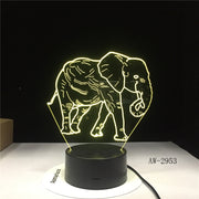 Cute 3D Illusion Elephant Lamp LED Night Lights with 7 Colors Lamp as Home Decoration Cute Gifts for Boys Girls 2953
