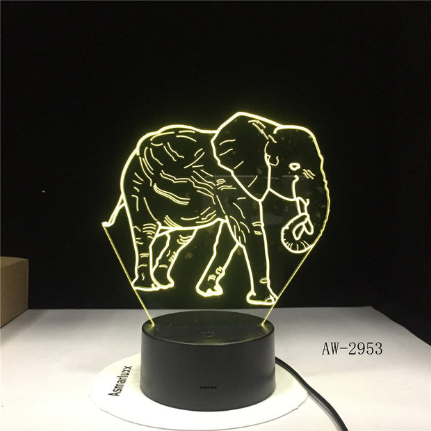 Cute 3D Illusion Elephant Lamp LED Night Lights with 7 Colors Lamp as Home Decoration Cute Gifts for Boys Girls 2953