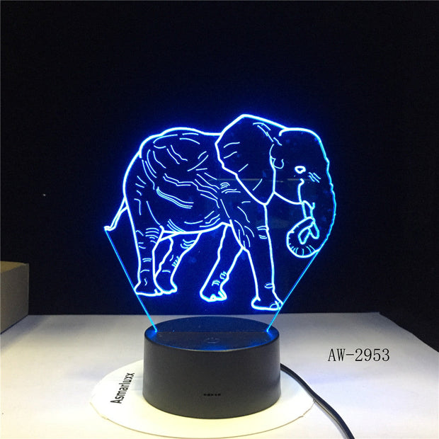 Cute 3D Illusion Elephant Lamp LED Night Lights with 7 Colors Lamp as Home Decoration Cute Gifts for Boys Girls 2953