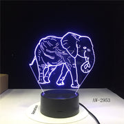 Cute 3D Illusion Elephant Lamp LED Night Lights with 7 Colors Lamp as Home Decoration Cute Gifts for Boys Girls 2953