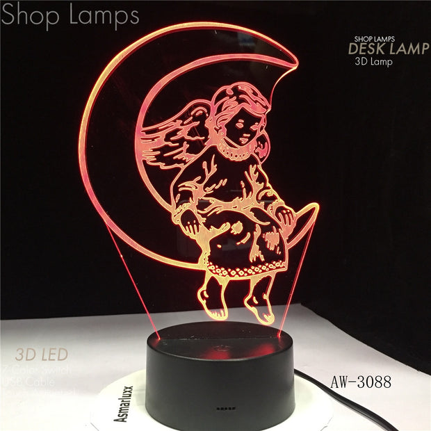 Moon Girl 3D Lamp