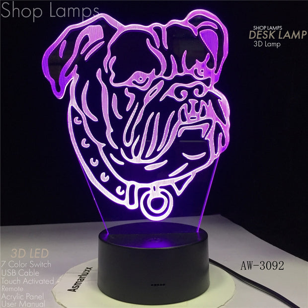 Bulldog 3D Lamp