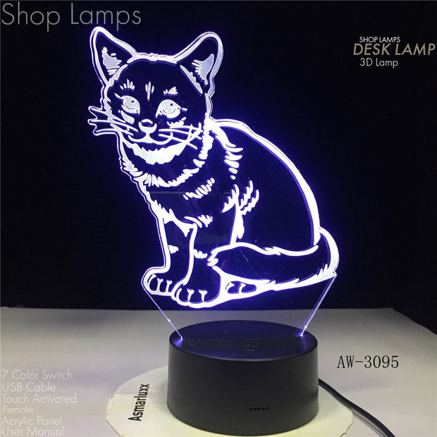 Sitting Kitty 3D Lamp