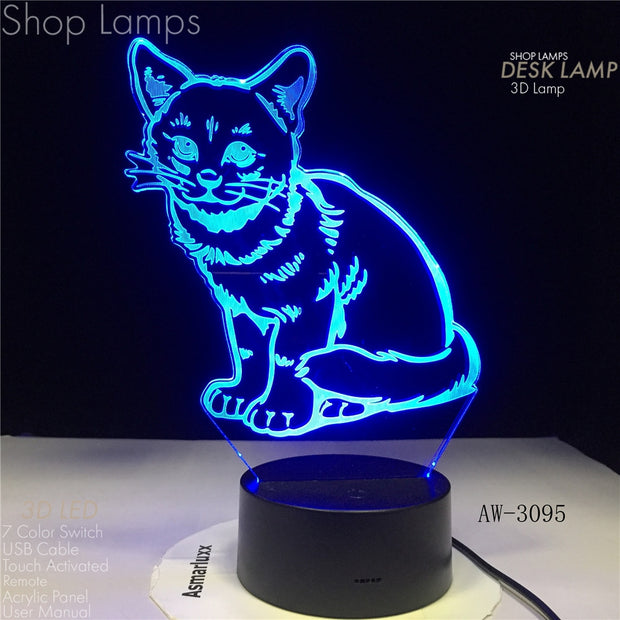 Sitting Kitty 3D Lamp