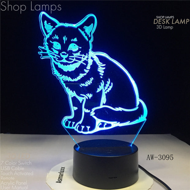 Sitting Kitty 3D Lamp