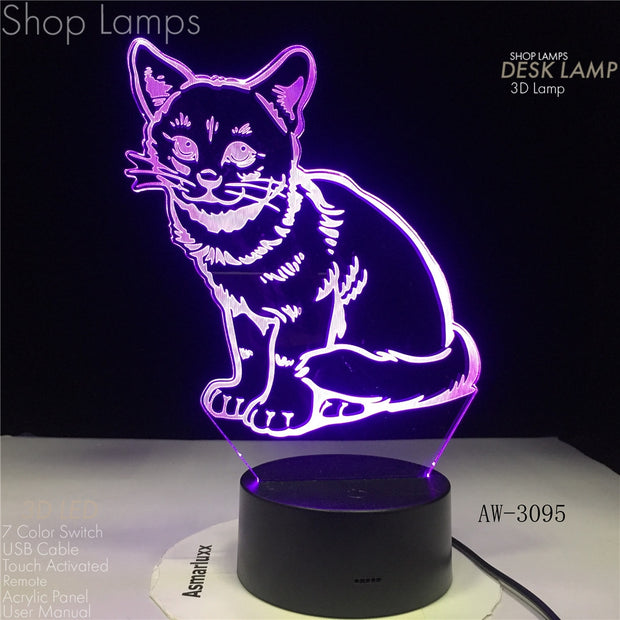 Sitting Kitty 3D Lamp