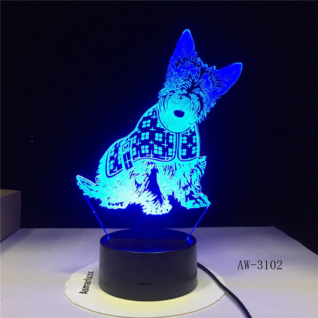 3D Lovely Spot Dog Night Lights LED USB 7 Colors Sensor Desk Lamp Novelty 3D Table Lamp Friends Kids Birthday Gift Light AW-3102