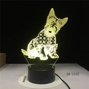 3D Lovely Spot Dog Night Lights LED USB 7 Colors Sensor Desk Lamp Novelty 3D Table Lamp Friends Kids Birthday Gift Light AW-3102
