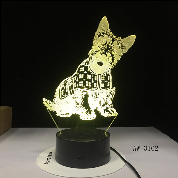 3D Lovely Spot Dog Night Lights LED USB 7 Colors Sensor Desk Lamp Novelty 3D Table Lamp Friends Kids Birthday Gift Light AW-3102